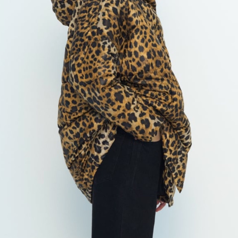 Zara Leopard water repellant puffer jacket coat - Picture 2 of 11